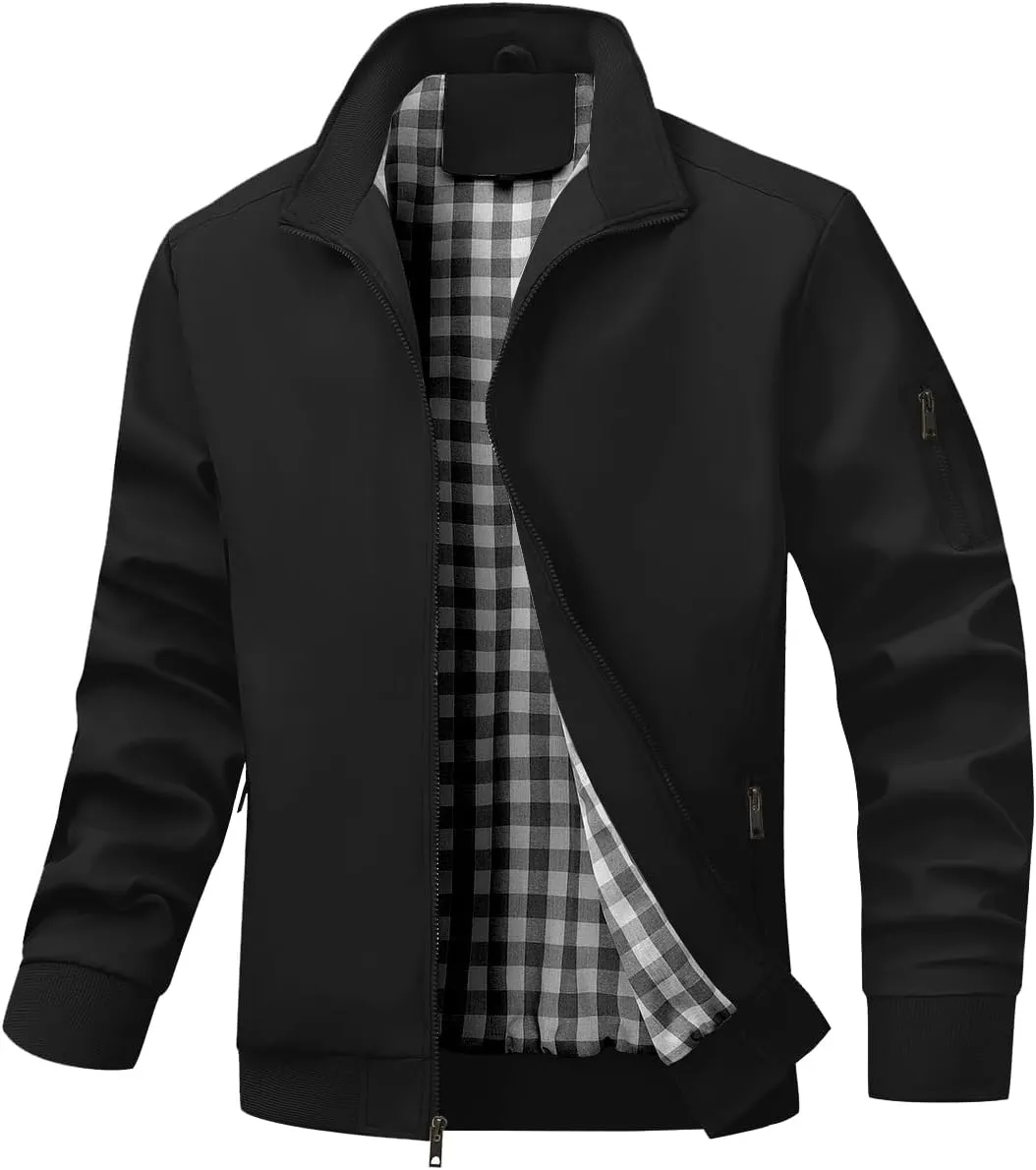 Men's Bomber Jacket Lightweight Casual Windbreaker Jackets Zip Up Coat