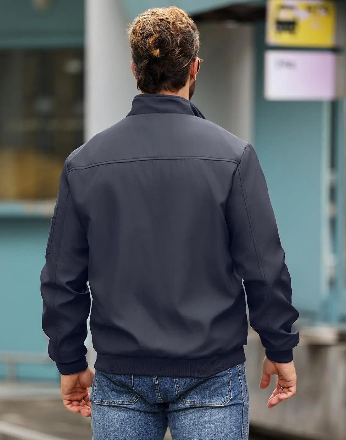 Men's Bomber Jacket Lightweight Casual Windbreaker Jackets Zip Up Coat