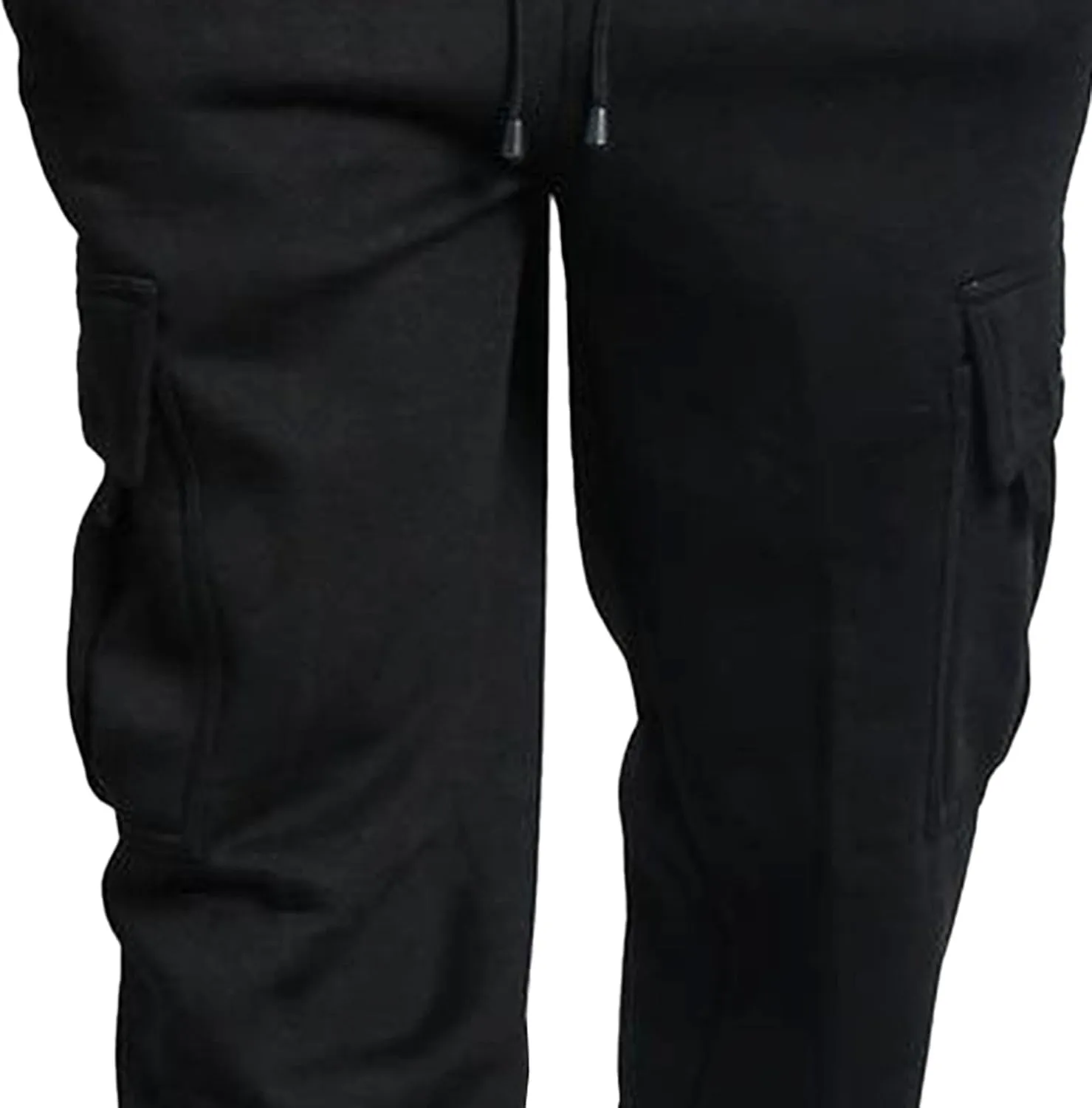 Men's Comfort Drawstring Elastic Waist Cargo Pants Regular Fit Solid Hiking Pants Joggers Wide Leg Trousers