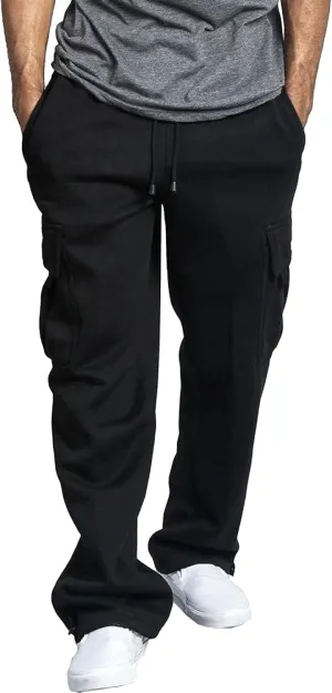 Men's Comfort Drawstring Elastic Waist Cargo Pants Regular Fit Solid Hiking Pants Joggers Wide Leg Trousers