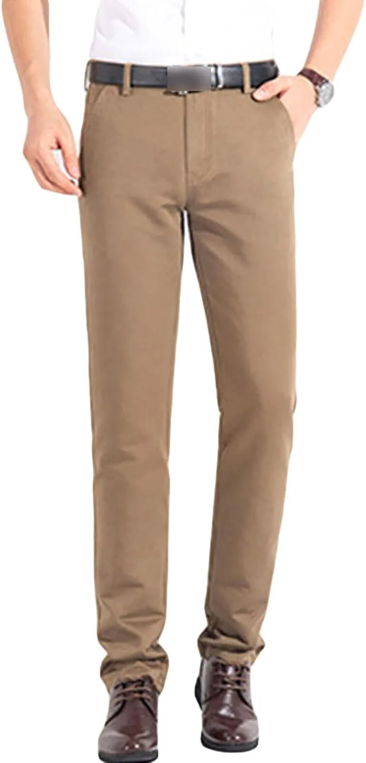 Men's Comfort Stretch Cotton Chino Pants Loose Casual Elastic Waist Trousers Flat-Front Dress Pants Sweatpants