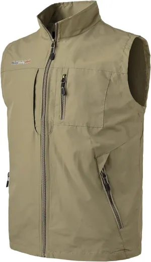 Mens Quick Dry Fishing Vests Lightweight Sleeveless Jackets with Zipper Pockets for Travel Hiking