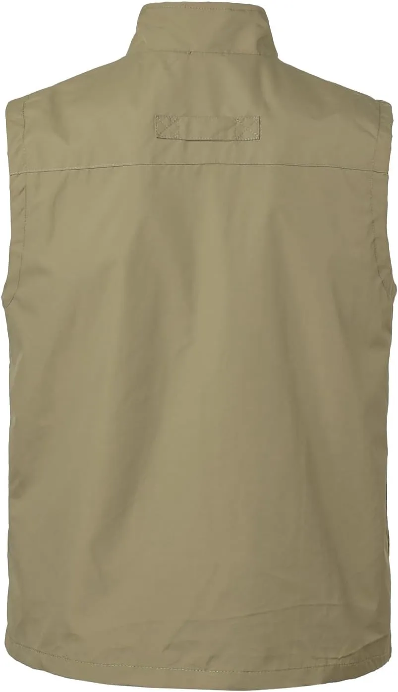 Mens Quick Dry Fishing Vests Lightweight Sleeveless Jackets with Zipper Pockets for Travel Hiking