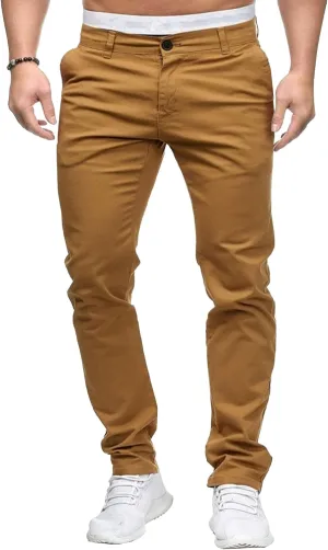 Men's Slim Fit Casual Outdoor Basic Pants Straight Leg Solid Sweatpants Pants Comfort Cotton Work Trousers