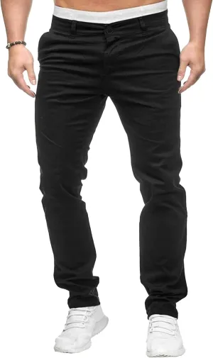 Men's Slim Fit Casual Outdoor Basic Pants Straight Leg Solid Sweatpants Pants Comfort Cotton Work Trousers
