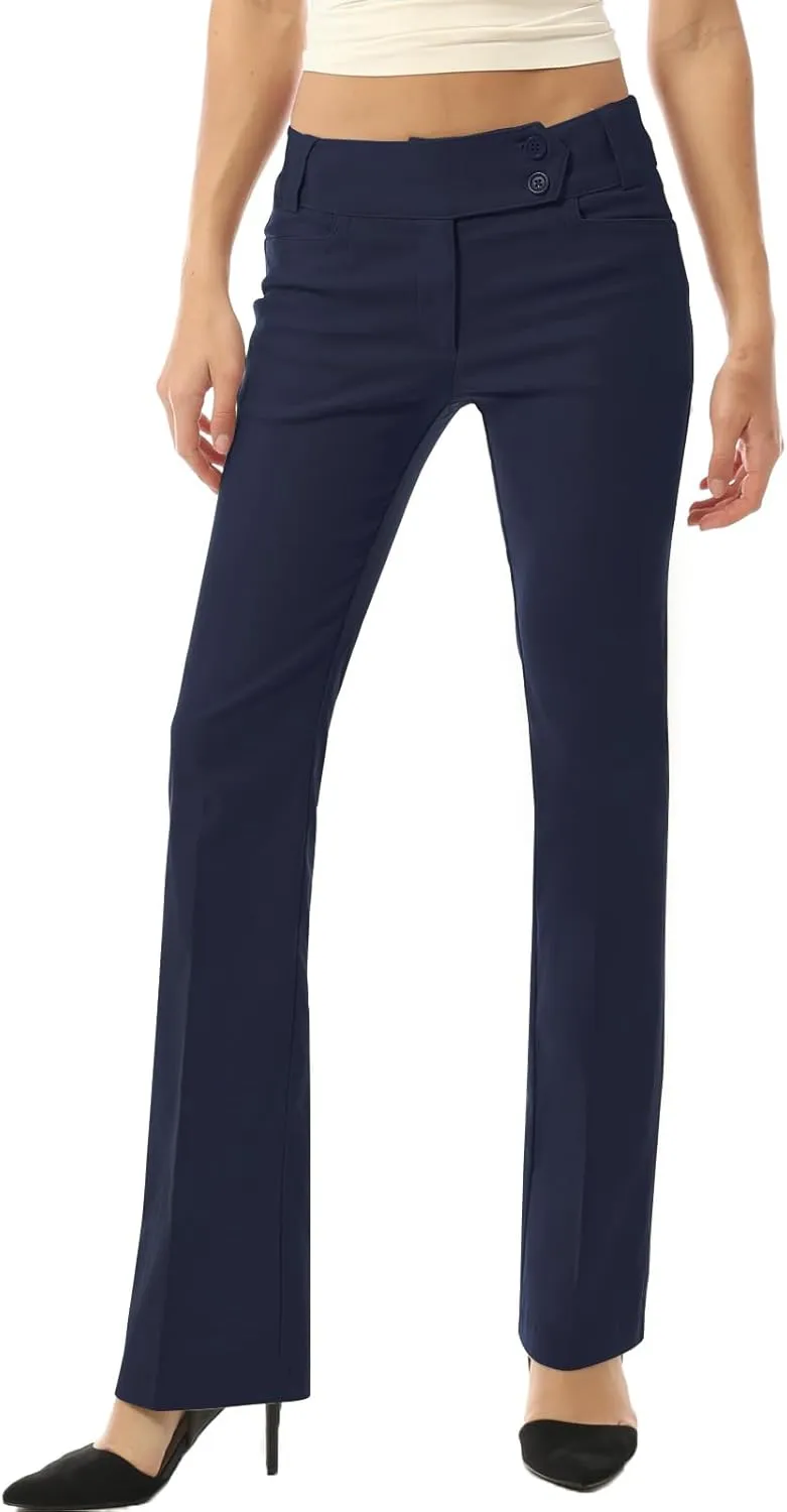 MixMatchy Women's Ultra Stretch Lux Comfort with Flex Motion Bootcut Dress Pants Work Business Office Trousers