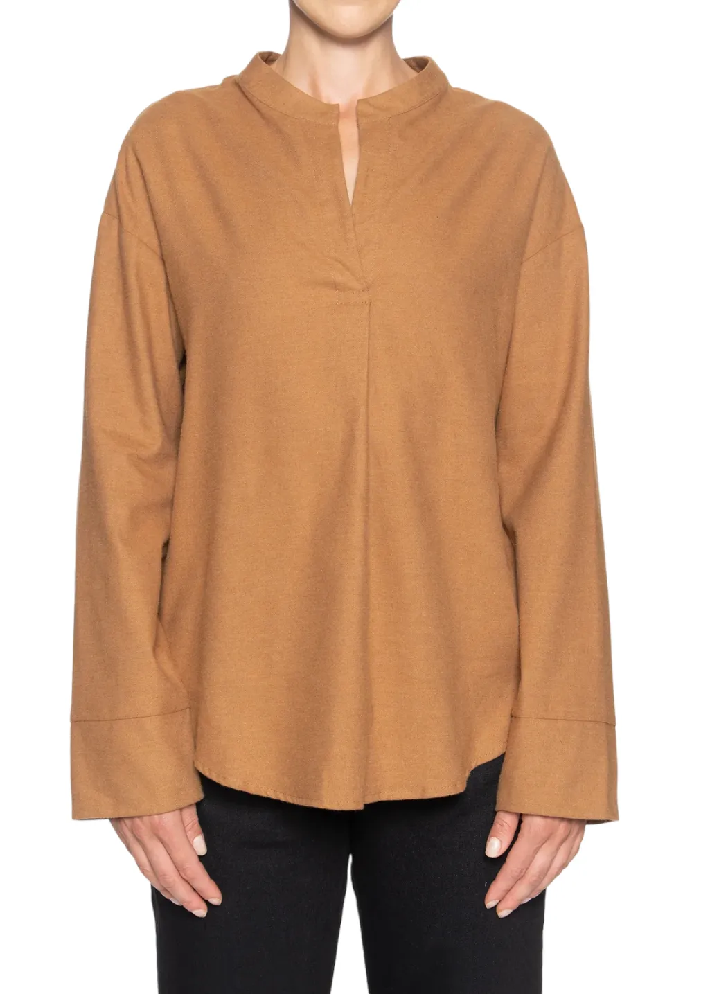 Naked & Famous Denim - Band Collar Shirt - Dijon Soft Twill