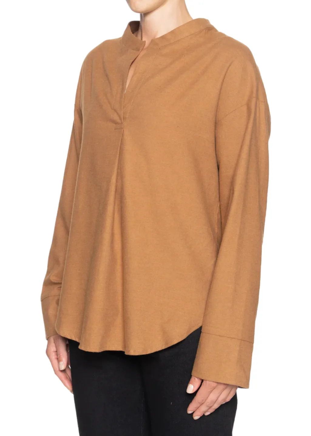Naked & Famous Denim - Band Collar Shirt - Dijon Soft Twill