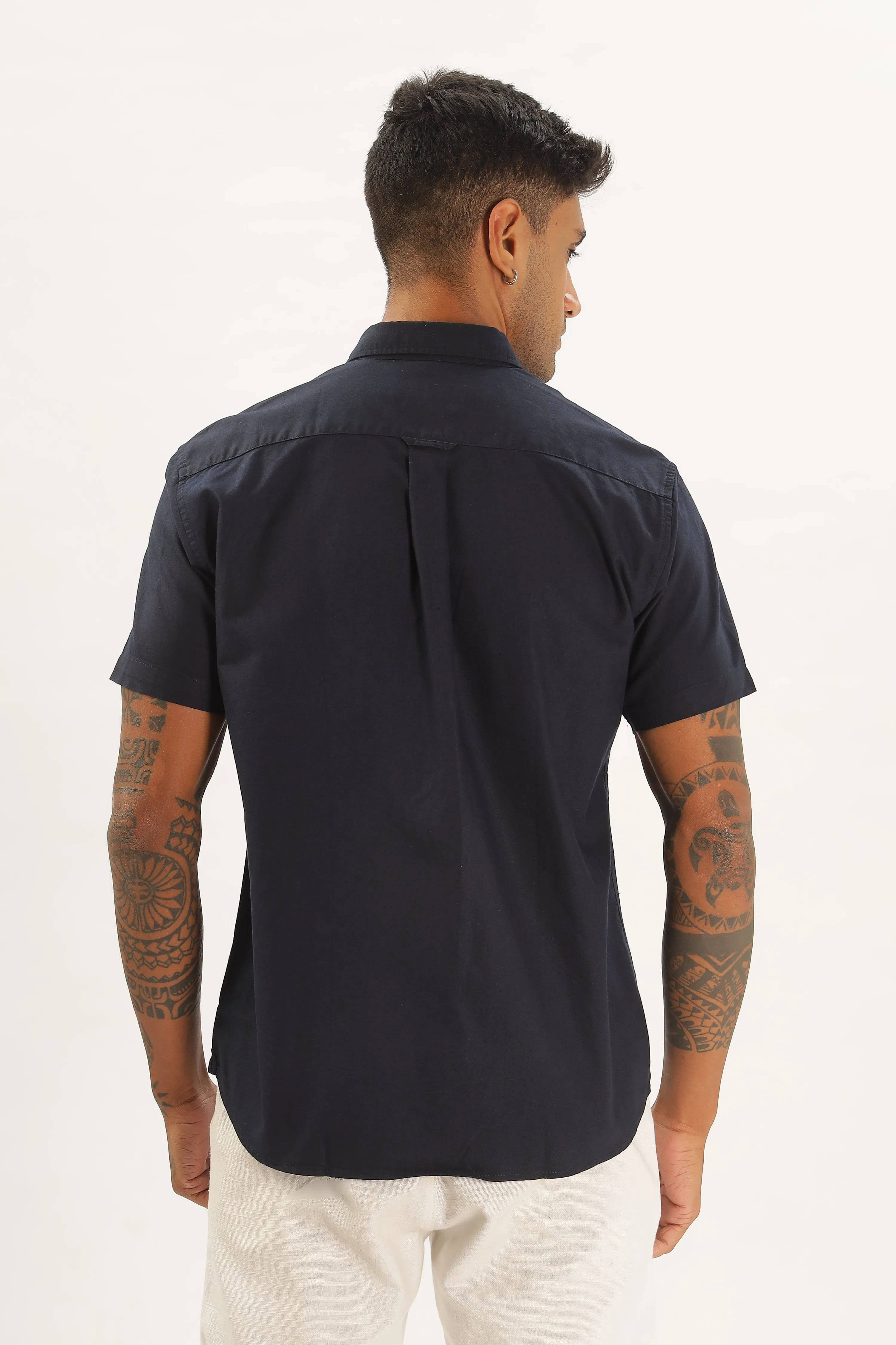 Navy Blue Half Sleeve Regular Fit Shirt