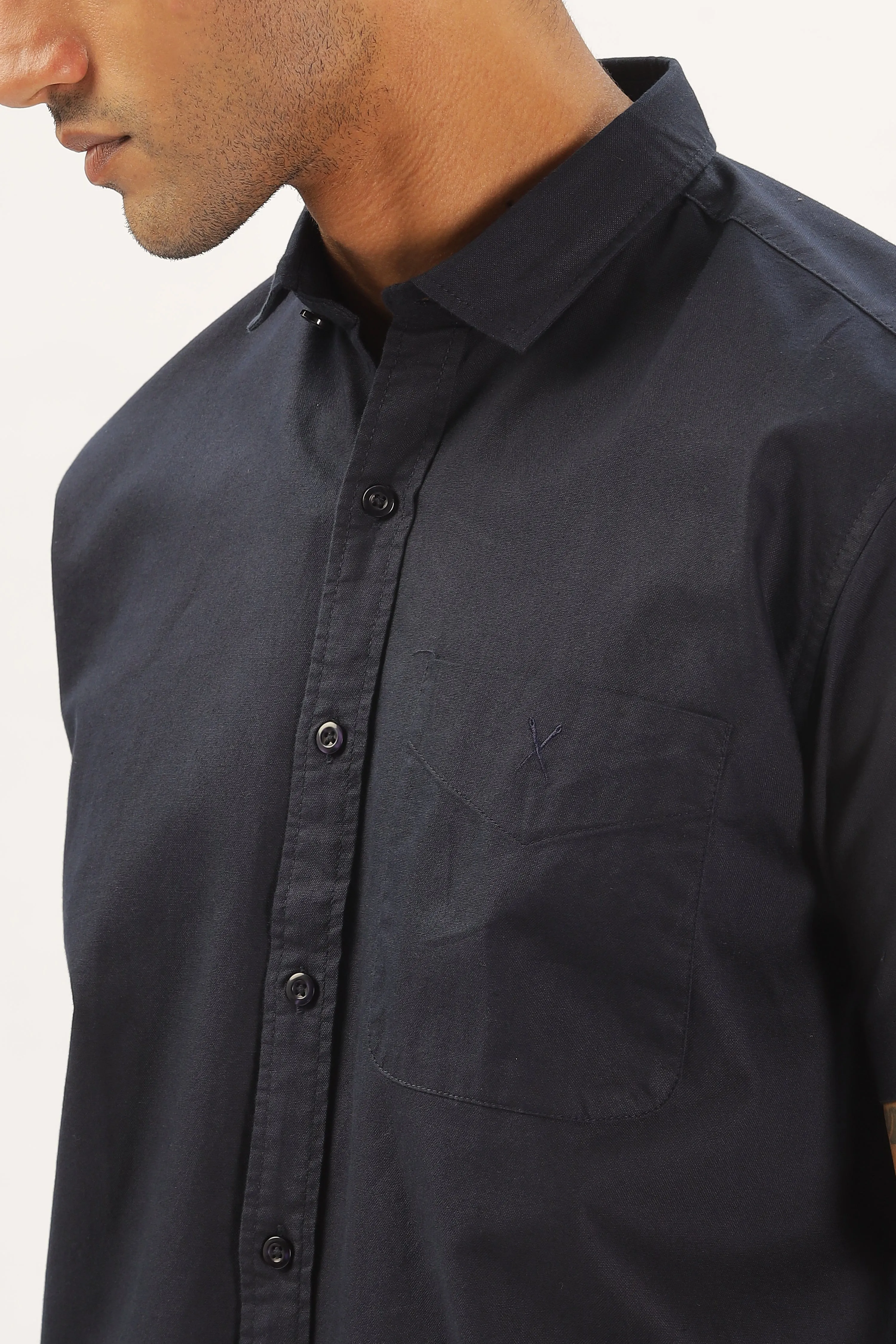Navy Blue Half Sleeve Regular Fit Shirt
