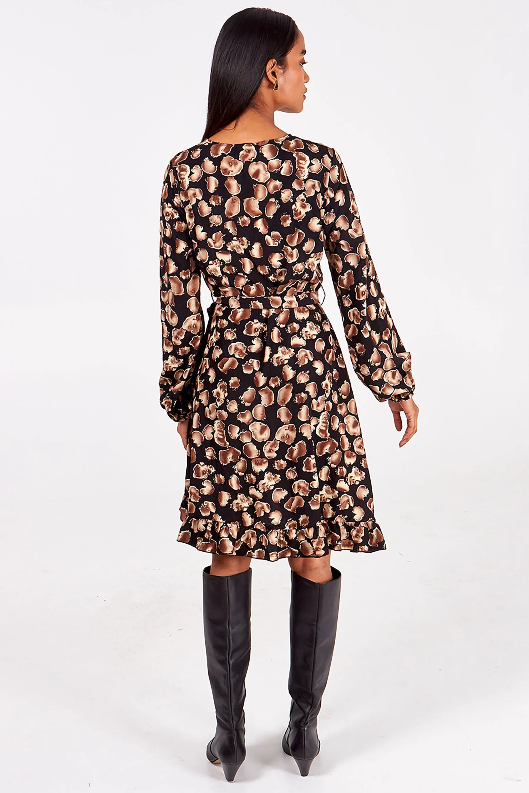 Ombre Petal Frill Edge Wrap Dress