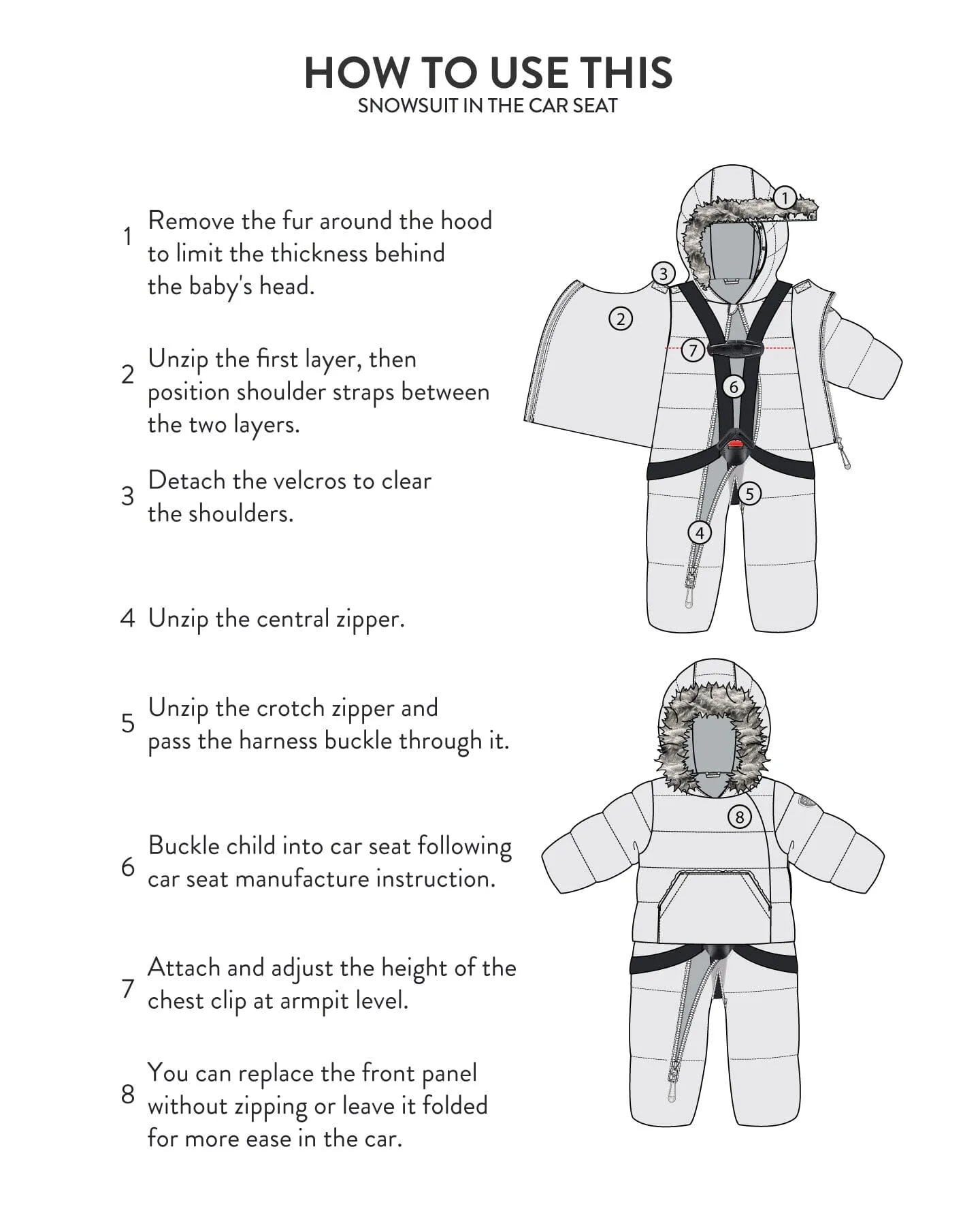One Piece Baby Hooded Snowsuit Sage Printed Racoons Designed For Car Seat