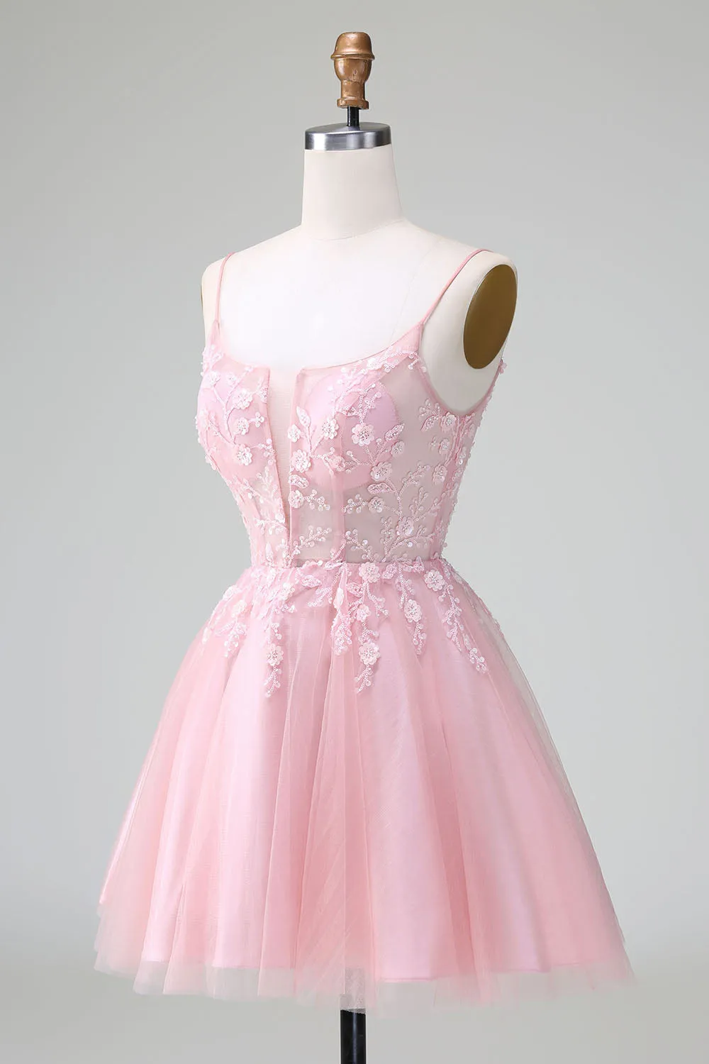 Princess Blush Applique Tulle A Line Mini Dress