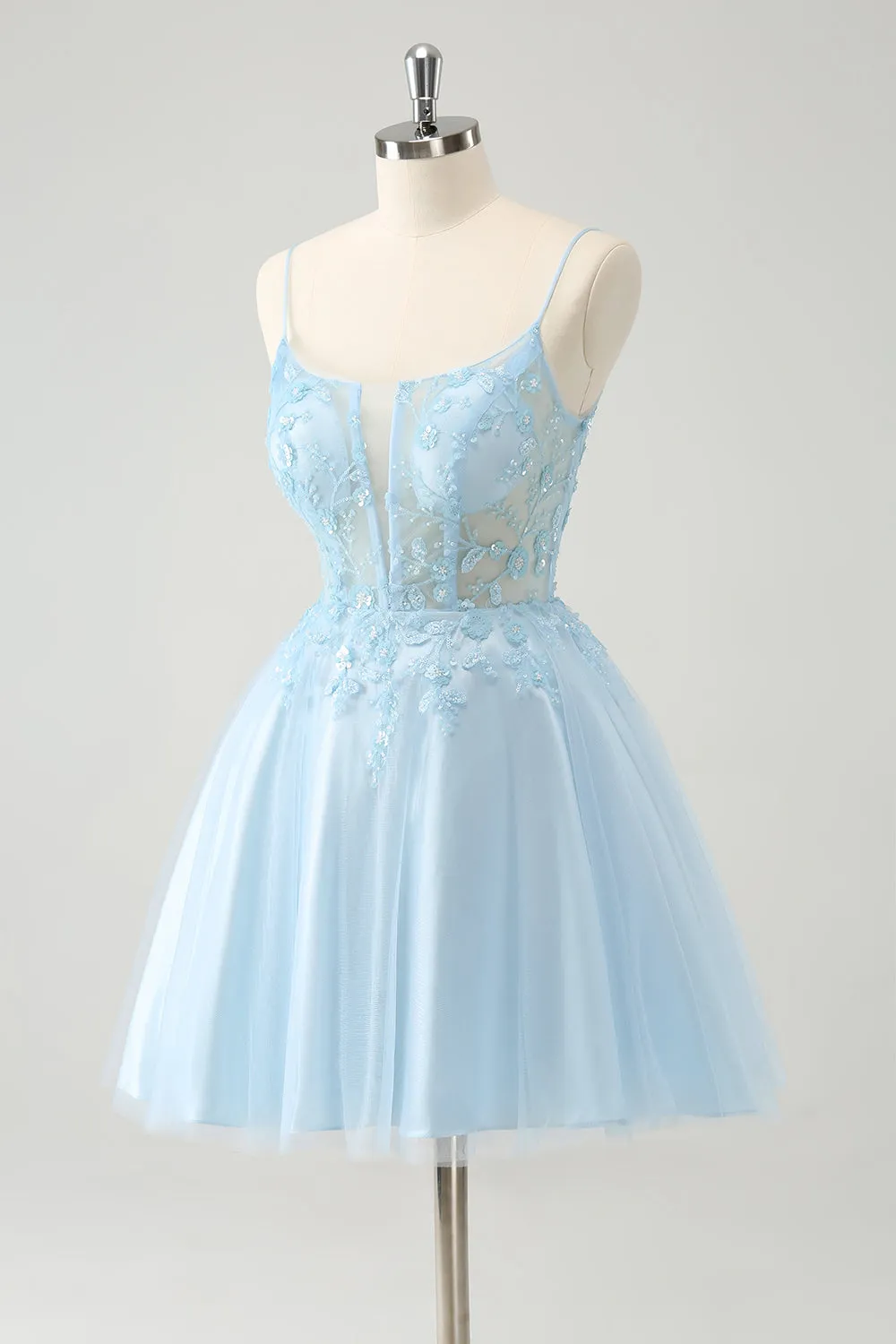 Princess Blush Applique Tulle A Line Mini Dress