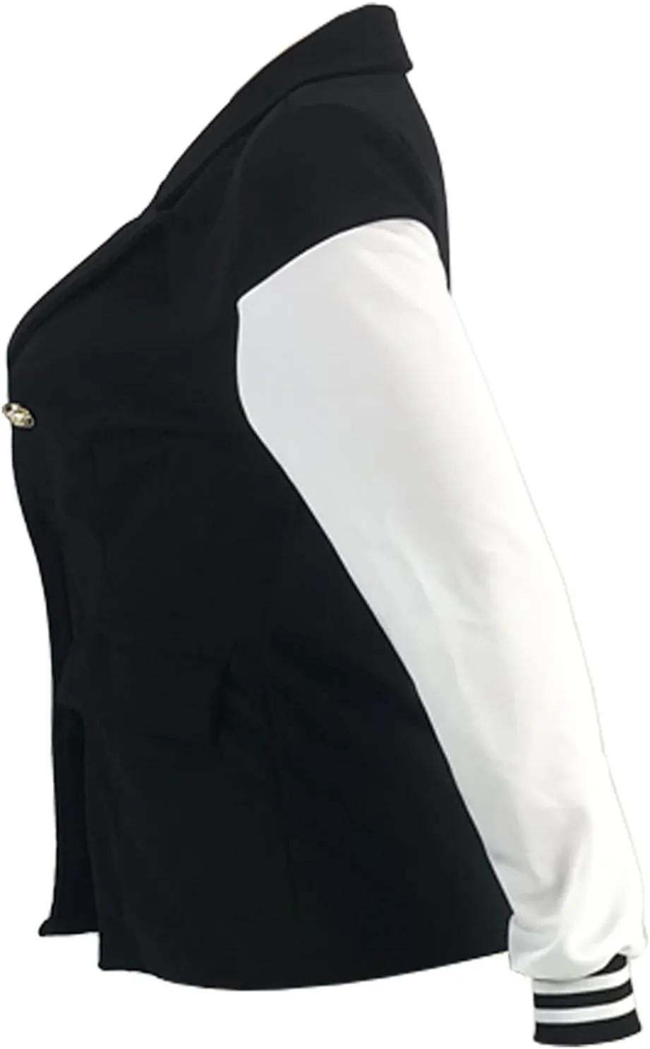 Qikaka Women's Long Sleeve Lapel Deep V Neck Paneled Double Breasted Blazer Coat Jackets