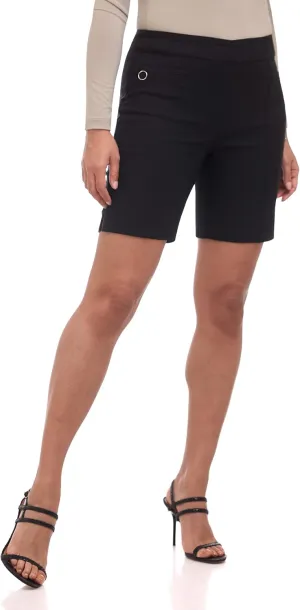 Rekucci Women's Ease into Comfort Slim Bermuda Short with Zipper Detail