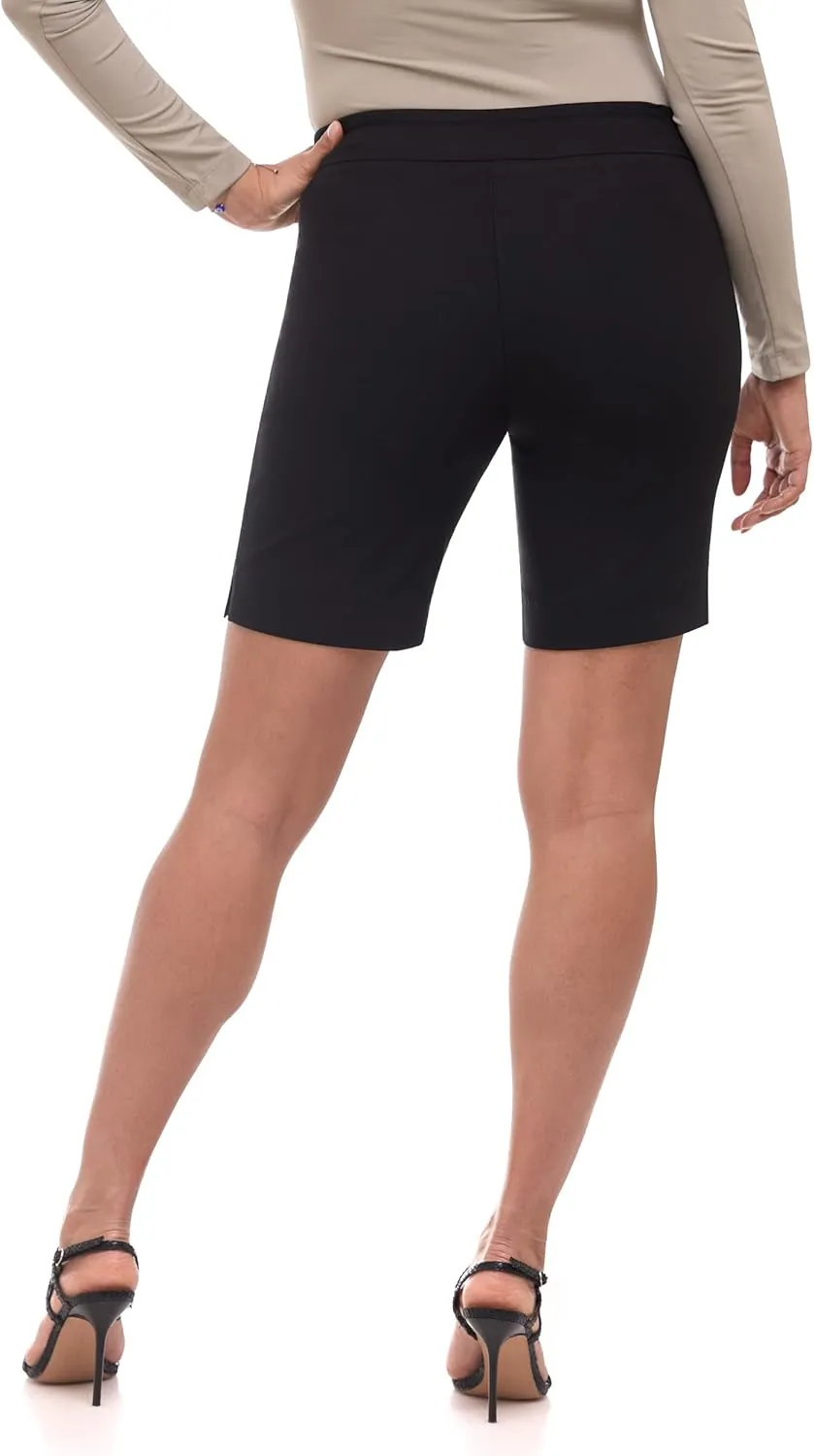 Rekucci Women's Ease into Comfort Slim Bermuda Short with Zipper Detail