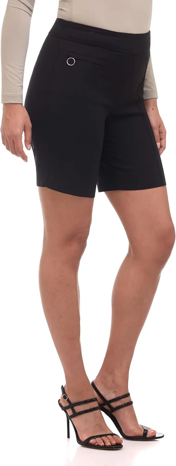 Rekucci Women's Ease into Comfort Slim Bermuda Short with Zipper Detail