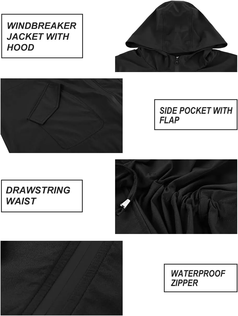 RITERA Plus Size Women Jacket Plus Size Long Raincoat Lightweight Hooded Windbreaker Waterproof Jackets Pockets XL-5XL