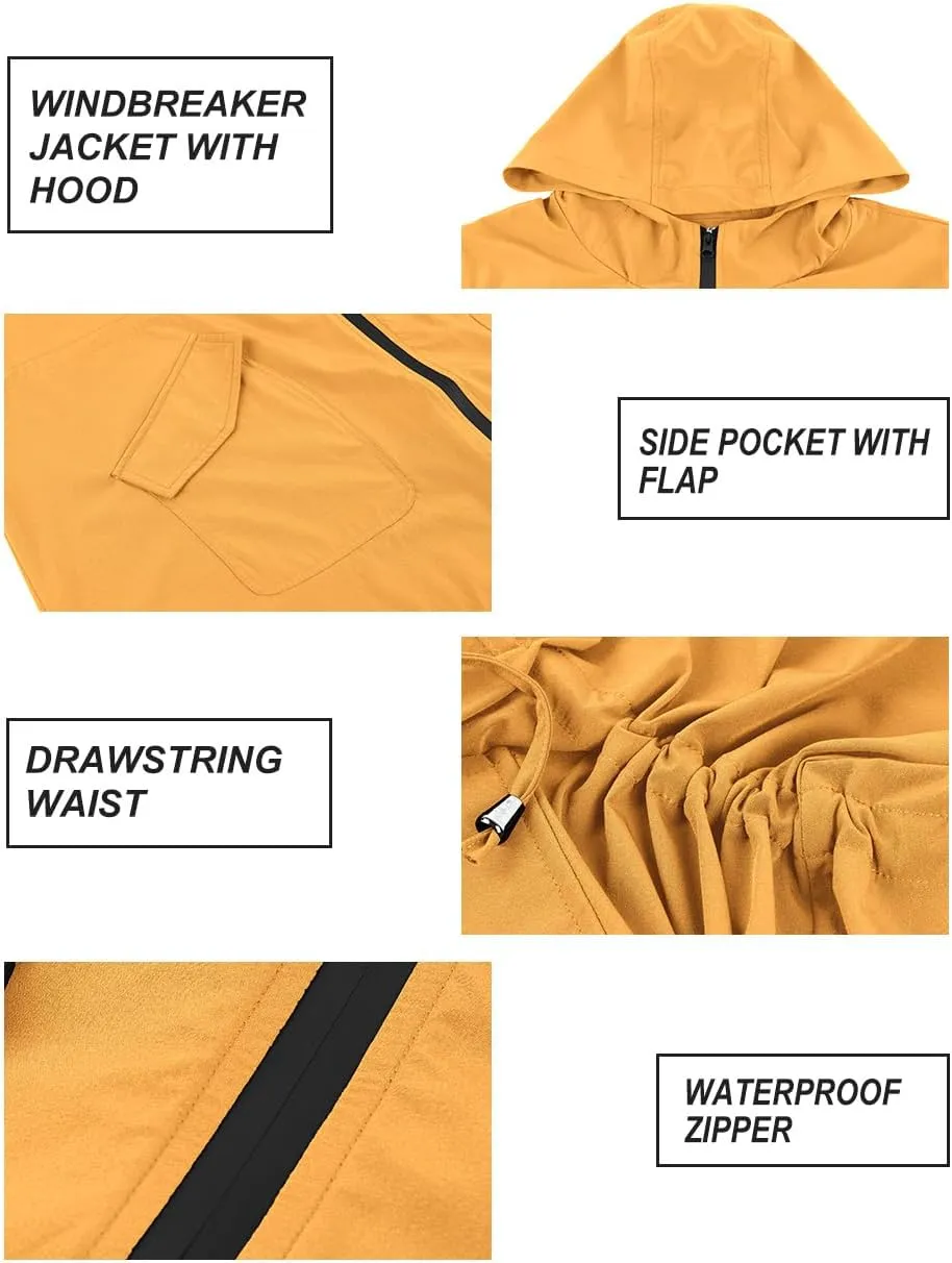 RITERA Plus Size Women Jacket Plus Size Long Raincoat Lightweight Hooded Windbreaker Waterproof Jackets Pockets XL-5XL
