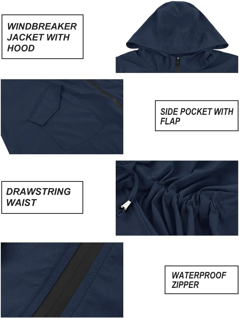 RITERA Plus Size Women Jacket Plus Size Long Raincoat Lightweight Hooded Windbreaker Waterproof Jackets Pockets XL-5XL