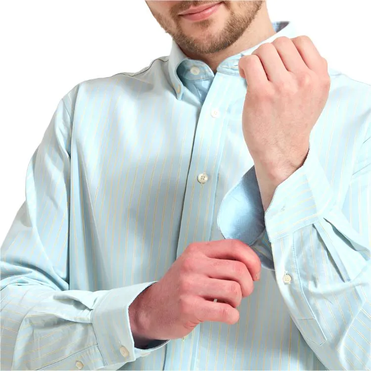 Schoffel Holt Soft Oxford Tailored Shirt - Pale Blue/Lemon Stripe
