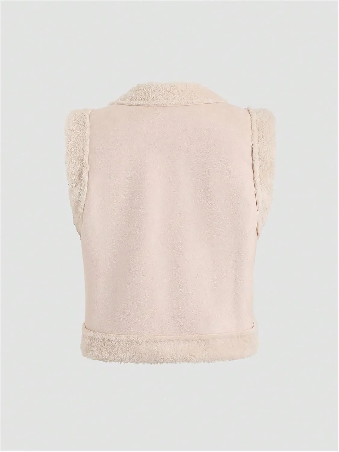 SHENHE Women's Floral Embroidered Fuzzy Outerwear Vest Open Front Sleeveless Fleece Jacket Coat