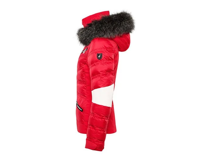 SIBILLA FUR HOODED SKI JACKET - RED