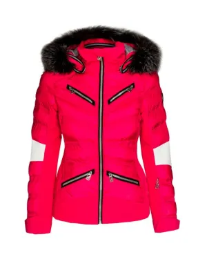 SIBILLA FUR HOODED SKI JACKET - RED