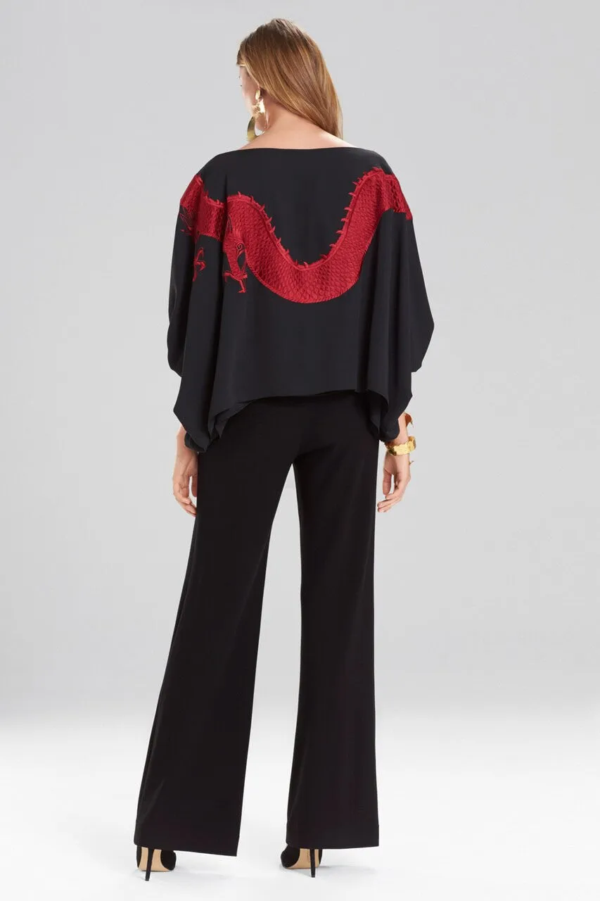 Solid Silky Soft Dragon Embroidery Top