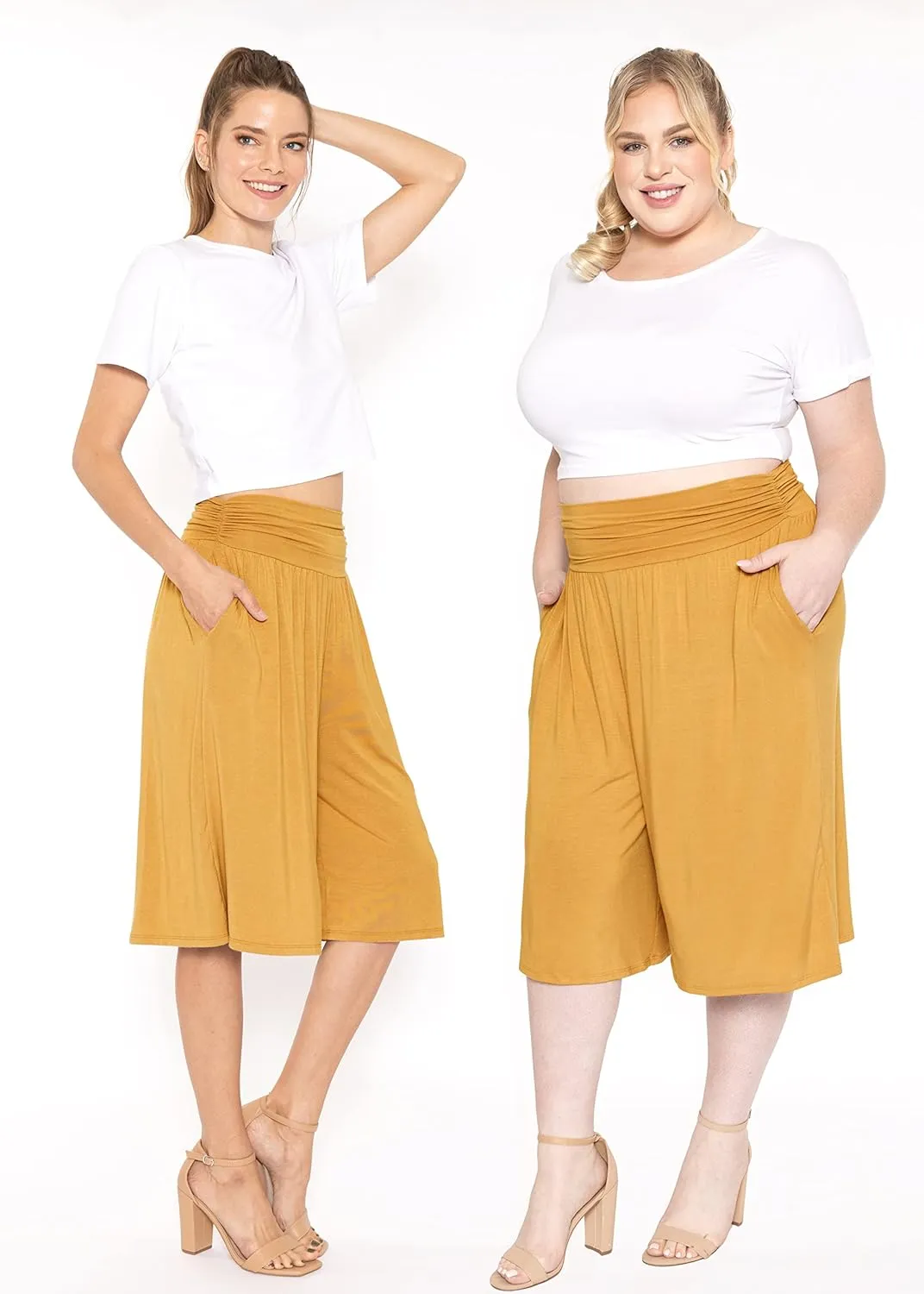 STRETCH IS COMFORT Women's Straight Leg and Flowy Gaucho Pants with Pockets | Small-5X