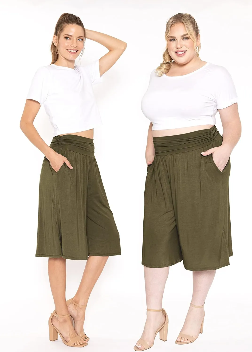 STRETCH IS COMFORT Women's Straight Leg and Flowy Gaucho Pants with Pockets | Small-5X