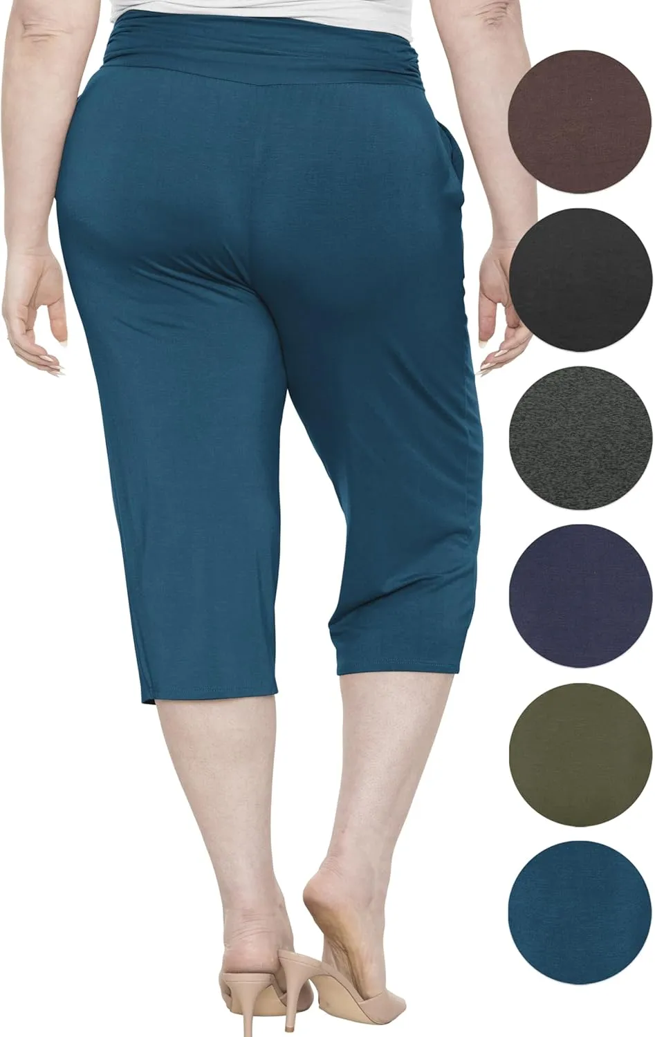 STRETCH IS COMFORT Women's Straight Leg and Flowy Gaucho Pants with Pockets | Small-5X