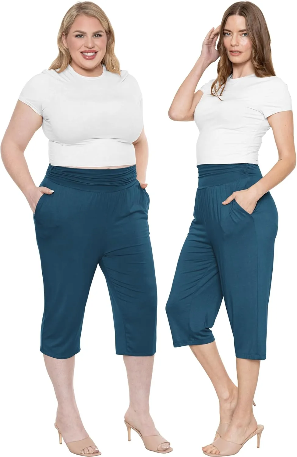 STRETCH IS COMFORT Women's Straight Leg and Flowy Gaucho Pants with Pockets | Small-5X