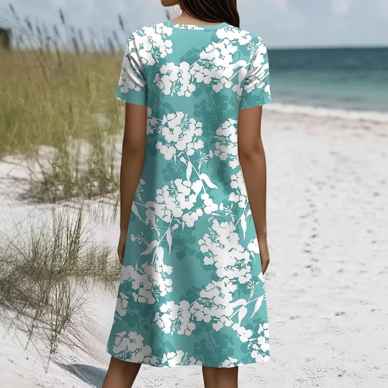 Summer Dresses for Women 2025 Casual Comfy Crew Neck Short Sleeve T Shirt Dress Beach Fashion Vacation Sundresses