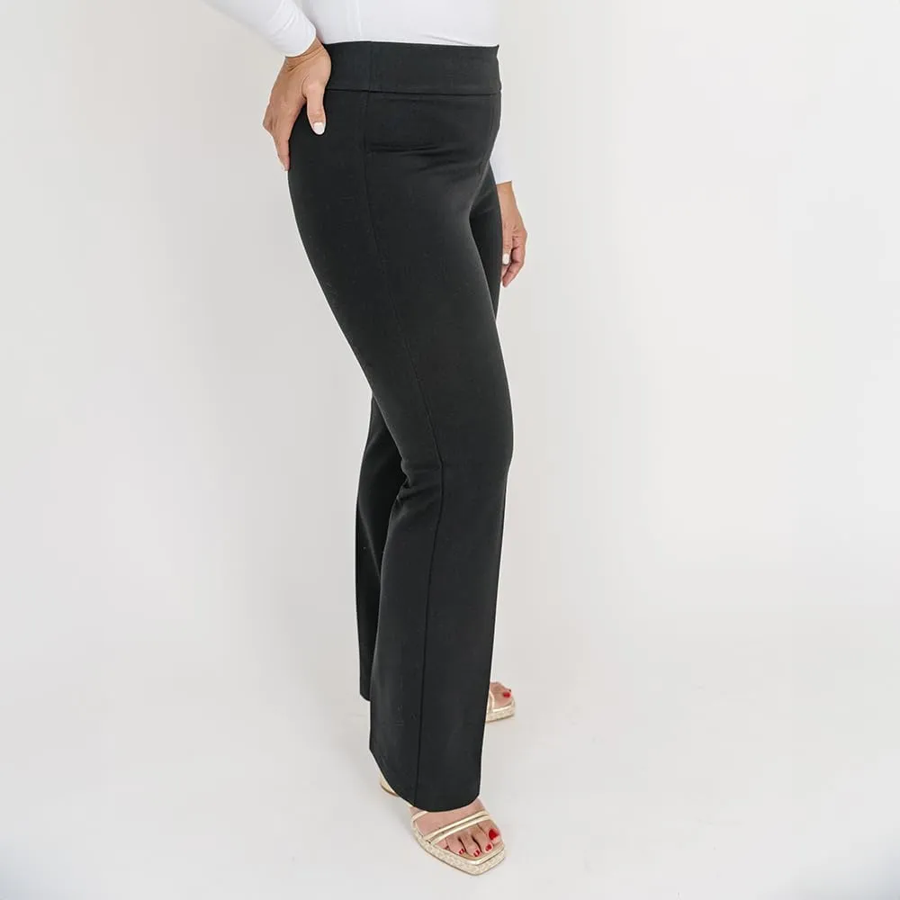 Thalian Women's Grace Ponte Pull-on Straight Leg with Front Crease Mid-Rise Pant