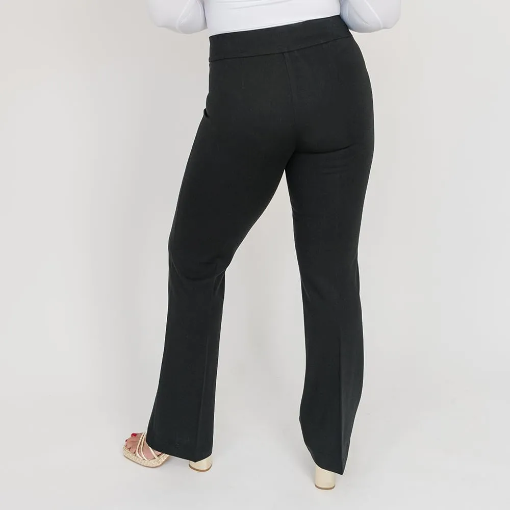 Thalian Women's Grace Ponte Pull-on Straight Leg with Front Crease Mid-Rise Pant