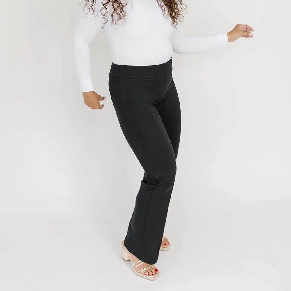 Thalian Women's Grace Ponte Pull-on Straight Leg with Front Crease Mid-Rise Pant