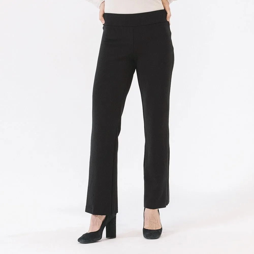 Thalian Women's Grace Ponte Pull-on Straight Leg with Front Crease Mid-Rise Pant