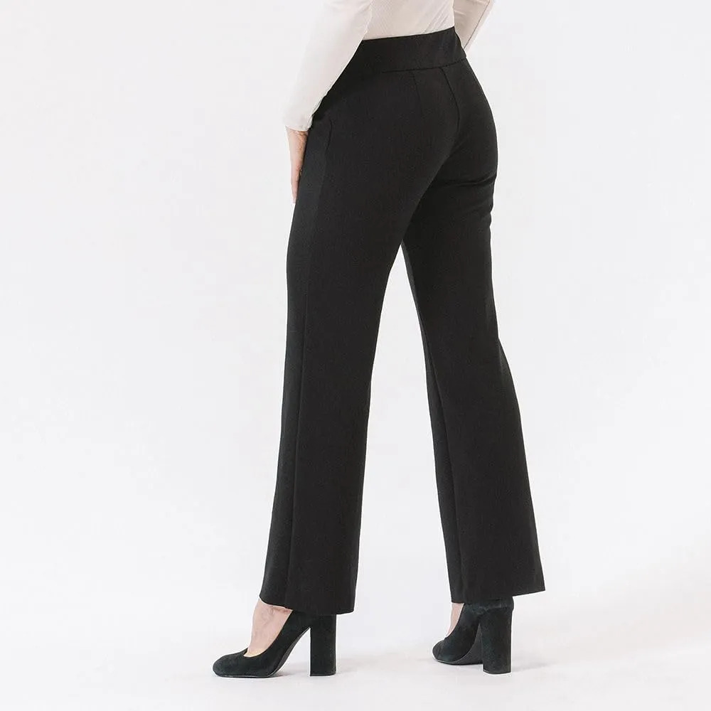 Thalian Women's Grace Ponte Pull-on Straight Leg with Front Crease Mid-Rise Pant