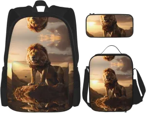 The Lion King Backpack set (3-piece set) - student school bag   pencil case   lunch bag, large capacity backpack