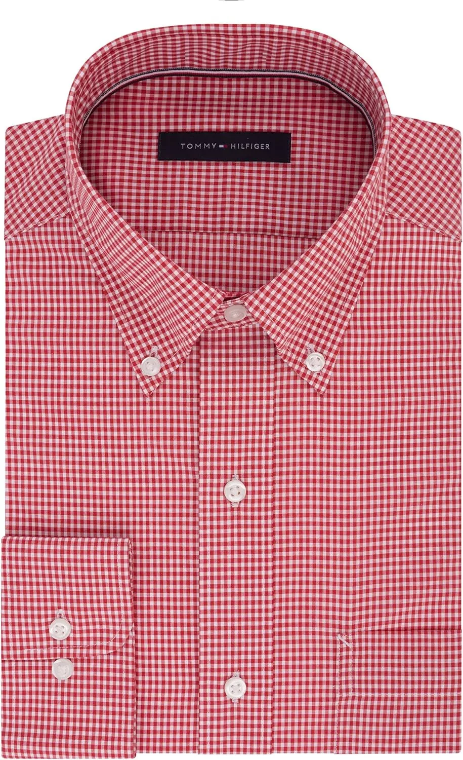 Tommy Hilfiger Men's Regular Fit Non Iron Gingham Dress Shirt - Amazon Exclusive