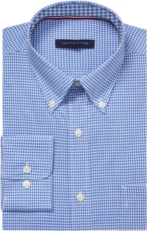 Tommy Hilfiger Men's Regular Fit Non Iron Gingham Dress Shirt - Amazon Exclusive