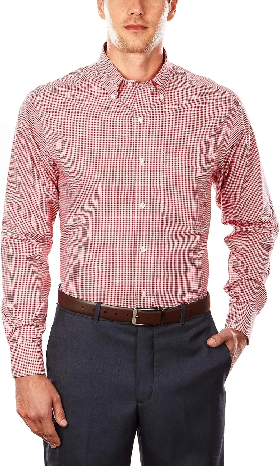Tommy Hilfiger Men's Regular Fit Non Iron Gingham Dress Shirt - Amazon Exclusive