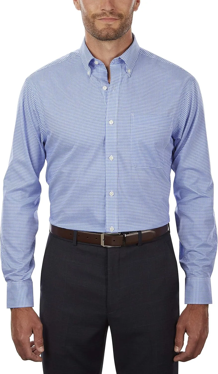 Tommy Hilfiger Men's Regular Fit Non Iron Gingham Dress Shirt - Amazon Exclusive