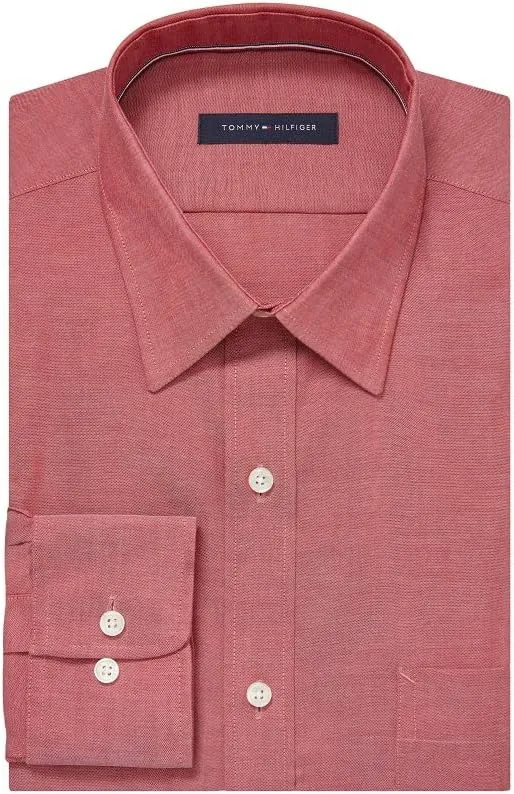 Tommy Hilfiger Men's Regular Fit Non Iron Solid Dress Shirt - Amazon Exclusive