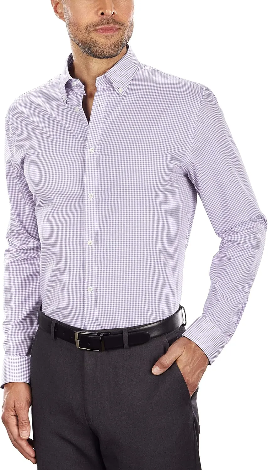 Tommy Hilfiger Men's Slim Fit Non Iron Gingham Dress Shirt - Amazon Exclusive