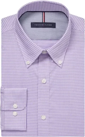 Tommy Hilfiger Men's Slim Fit Non Iron Gingham Dress Shirt - Amazon Exclusive