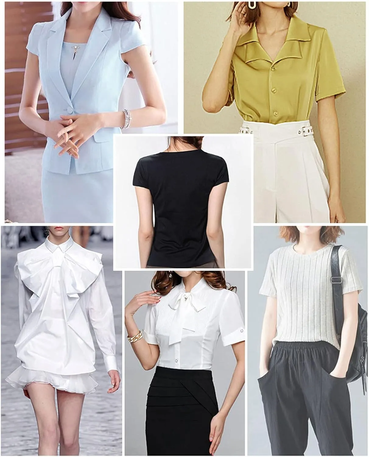 Tops Tees Short Sleeves 2 in 1 Built-in Shoulder Pad Women T-Shirts Leisure Woman T Shirt for Female,Black-Medium