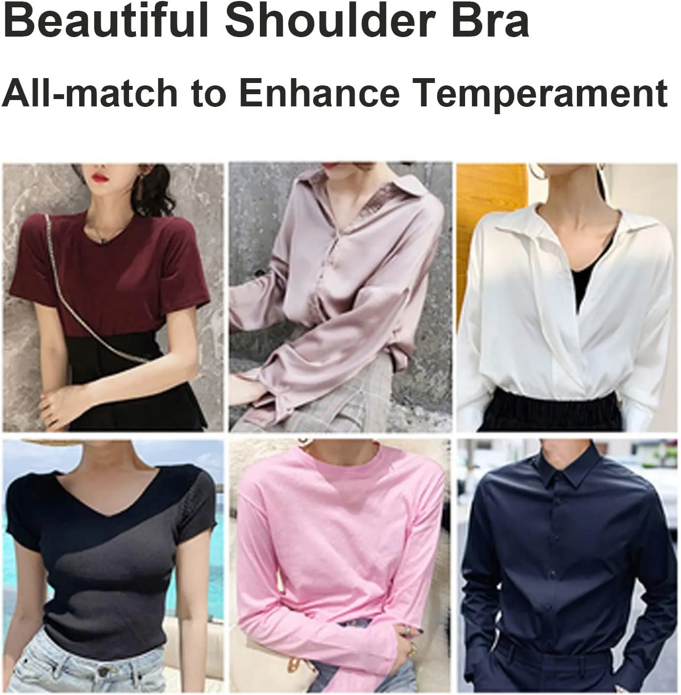 Tops Tees Short Sleeves 2 in 1 Built-in Shoulder Pad Women T-Shirts Leisure Woman T Shirt for Female,Black-Medium